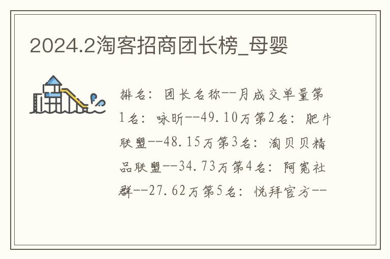 2024.2淘客招商团长榜_母婴